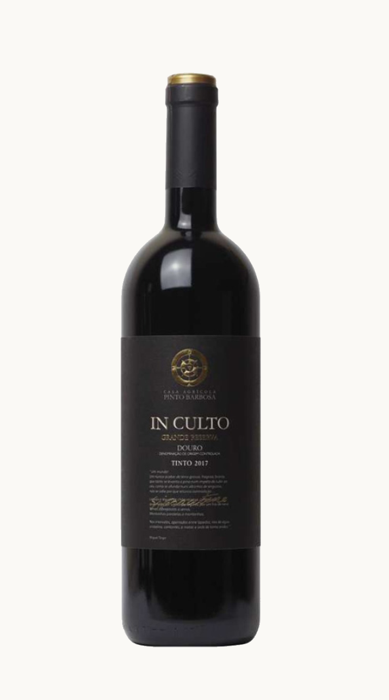 Taça de vinho tinto Casa Agrícola Pinto Barbosa In Culto Grande Reserva Tinto, vinho de alta qualidade e aroma intenso.