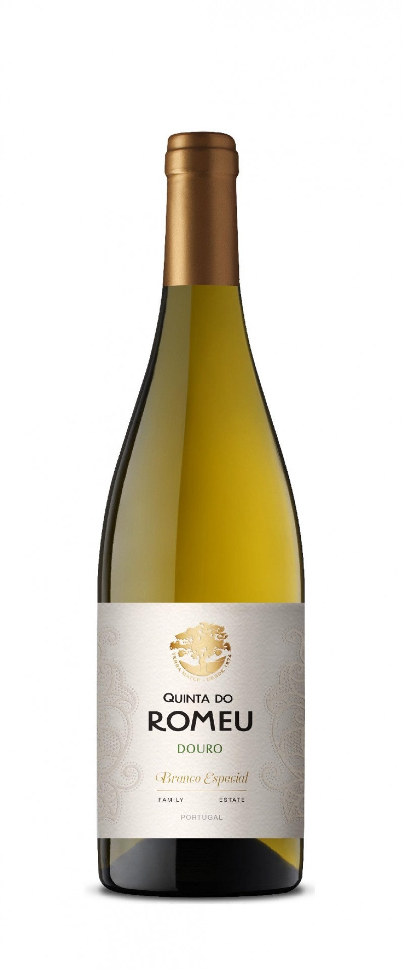 Vinho branco Quinta do Romeu Especial Magnum, garrafa de 1,5L, com rótulo elegante e destaque para a marca Romeu.