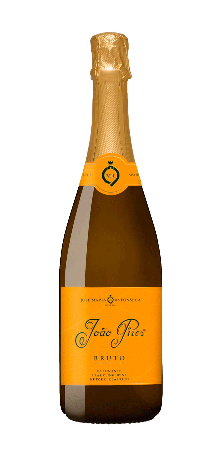 Espumante Joao Pires Brut da Jose Maria Fonseca, garrafa com rótulo elegante, pronto para celebração.