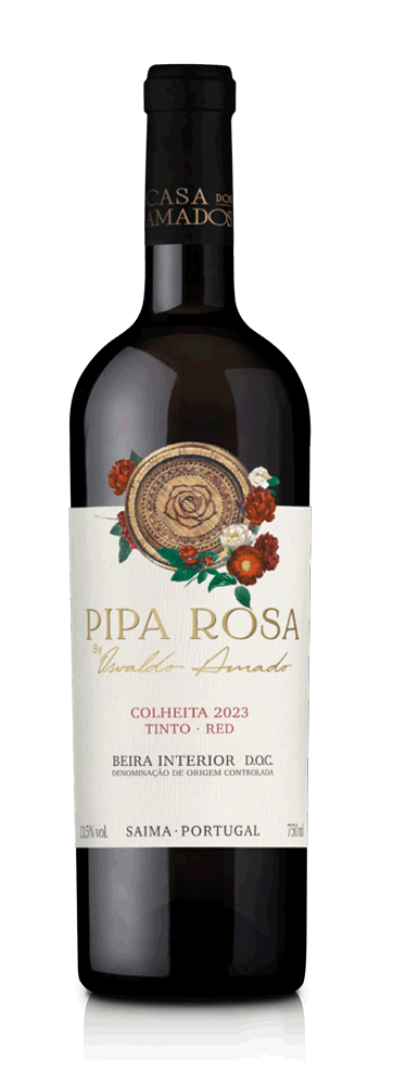 Pipa de vinho tinto rosa Colheita Tinto da Casa dos Amados, recipiente de barro tradicional para armazenamento de vinho.