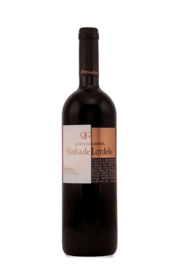 Vinha do Lordelo Alves de Sousa, vinho tinto de 2021 da Quinta da Gaivosa, garrafa de vinho com rótulo detalhado.
