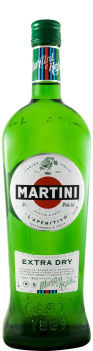 Imagem de uma garrafa de Aperitivo Martini Extra Dry com rótulo clássico, ideal para coquetéis e momentos de elegância.