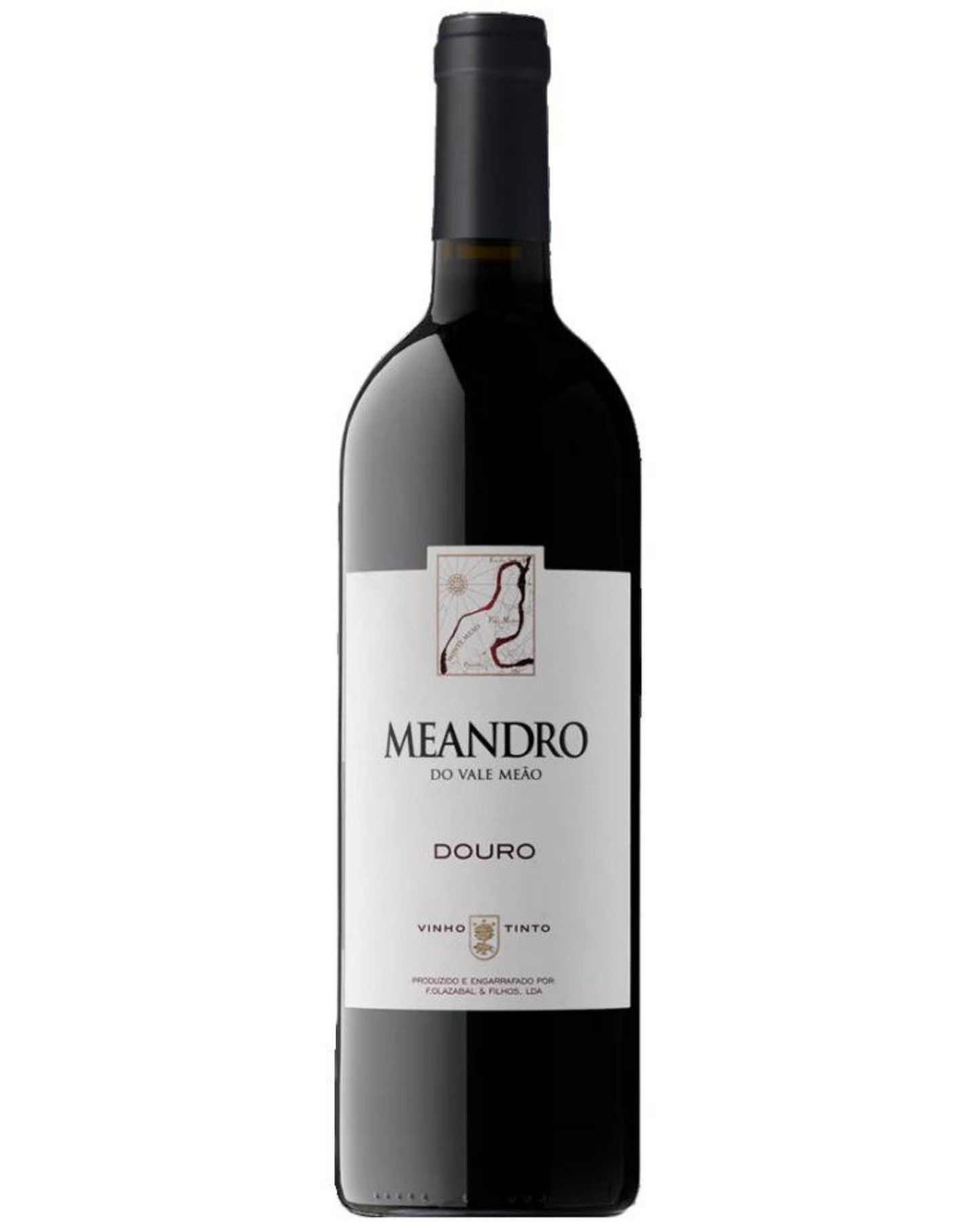 Vinho Meandro Tinto da F. Olazabal & Filhos, garrafa de vinho tinto com rótulo elegante e design sofisticado