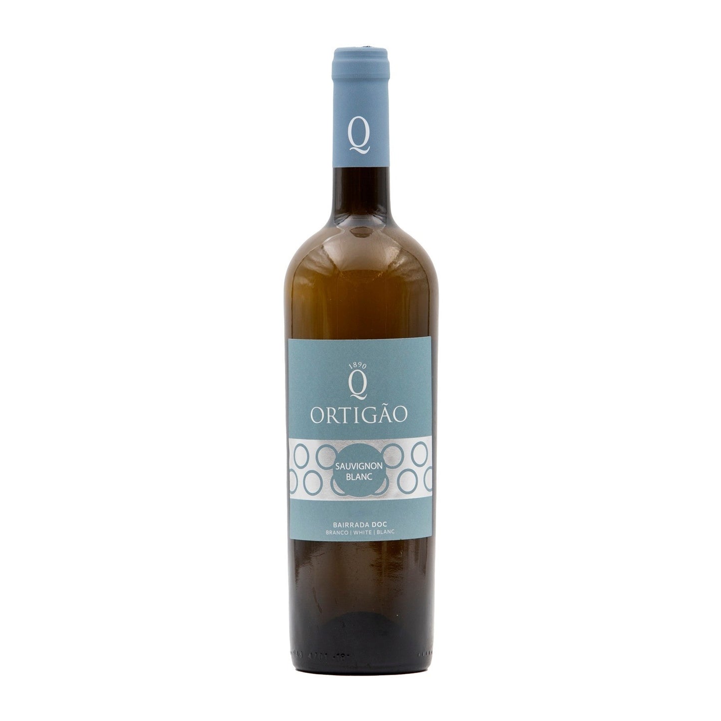 Vinho branco Ortigão Sauvignon Blanc 2022 em garrafa, destaque na imagem com rótulo detalhado e cor clara.