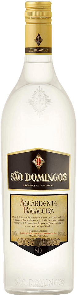 Aguardente Bagaceira São Domingos da marca Caves Solar São Domingos, destilado tradicional em garrafa de litro.