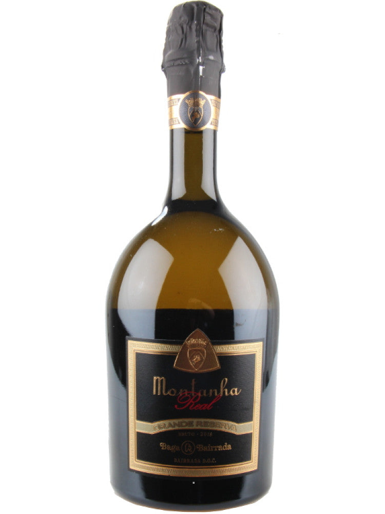 Espumante Montanha Real Grand Reserva Baga Bruto da Caves da Montanha, garrafa de 0,75L, rótulo com detalhes elegantes.