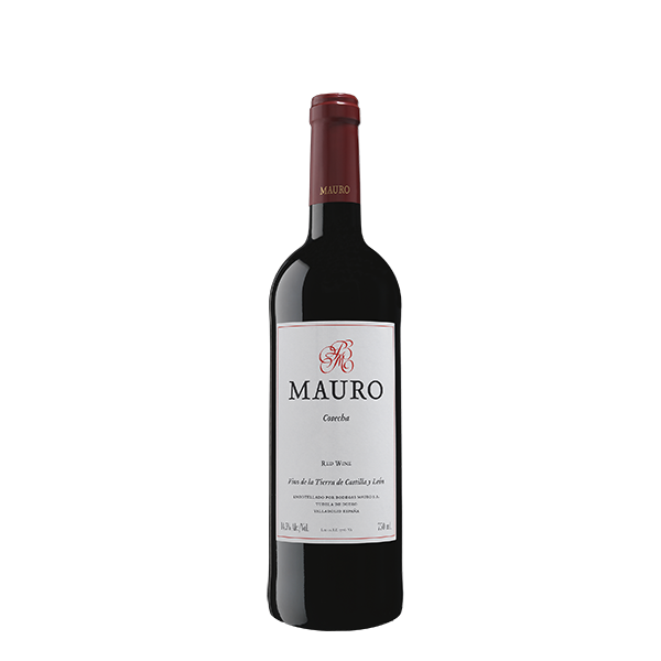 Vinho Mauro da Garrafeira, garrafa de vinho tinto com rótulo detalhado, destacando a marca e o rótulo na imagem.