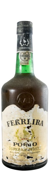 Vinho do Porto Ferreira Superior Branco da Casa Ferreirinha, garrafa de vidro com rótulo branco e detalhes dourados.