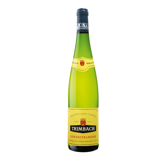 Taça de vinho Gewurztraminer da Trimbach, vinho branco aromático com notas florais e de especiarias.