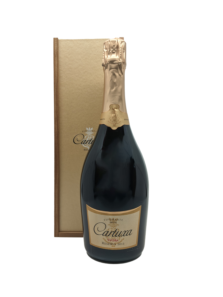 Espumante Cartuxa Reserva Bruto da Adega da Cartuxa, garrafa de espumante com rótulo elegante e presença refinada.
