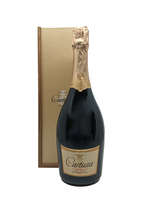 Espumante Cartuxa Reserva Bruto da Adega da Cartuxa, garrafa de espumante com rótulo elegante e presença refinada.