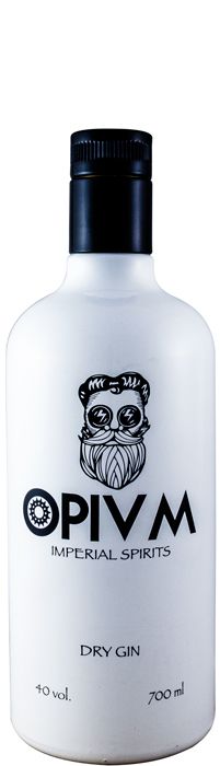 Garrafa de Gin Opivm da marca Decanter Primeiras Marcas, Lda., destilado de alta qualidade, exibida na imagem.