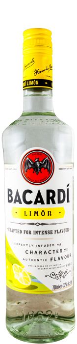 Garrafa de destilado Bacardi Lemon com rótulo amarelo, mostrando a embalagem de 700ml.