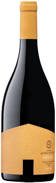 Vinho tinto Herdade Aldeia de Cima Myndru 2021, garrafa com rótulo elegante, destaque para o produto de vinhos da marca portuguesa.