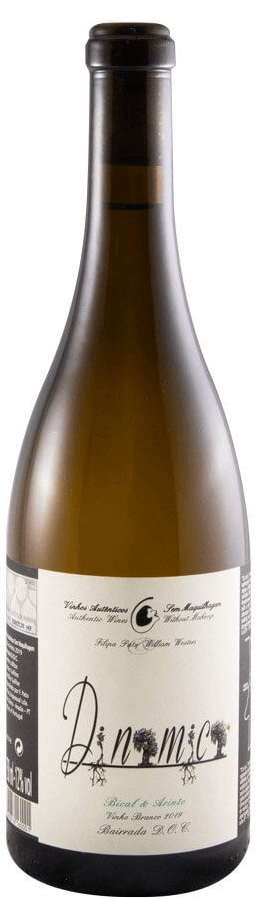 Vinho branco Filipa Pato Dinamic Branco em garrafa, com rótulo elegante e detalhes visíveis na imagem.