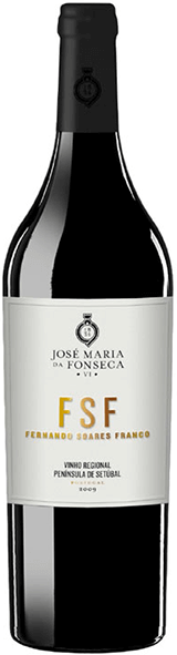Vinho tinto Jose Maria Fonseca FSF com rótulo, garrafa de vidro e cápsula, safra 2017, em destaque na imagem.
