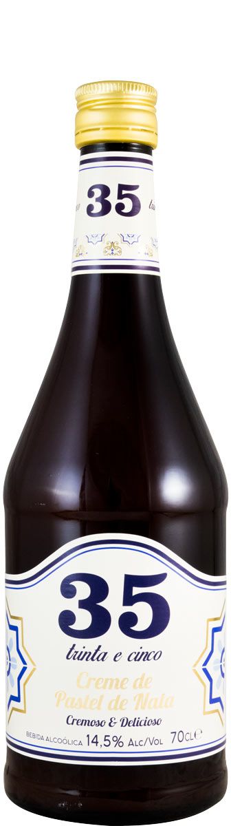Licor Licor 35 Pastel de Nata em garrafa, bebida alcoólica de sabor doce e cremoso, ideal para coquetéis e degustação.