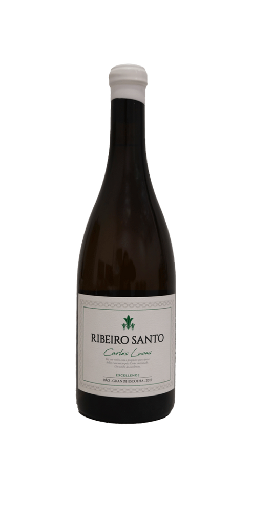 Vinho branco Ribeiro Santo Grande Escolha Branco da Magnum Vinhos, garrafa de 2021 com rótulo elegante.