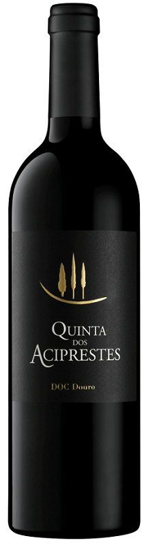 Vinho Quinta dos Aciprestes Tinto 2021 da Real Companhia Velha, garrafa de vinho tinto com rótulo elegante e detalhes da embalagem.