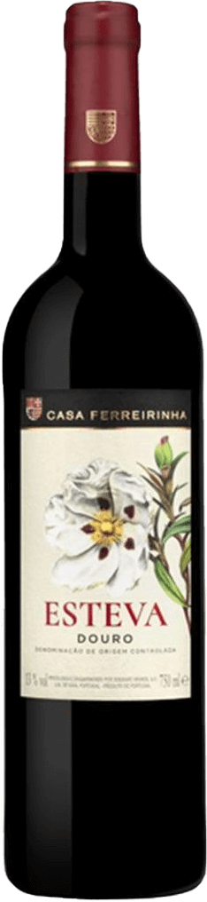 Vinho tinto Esteva Sogrape com garrafa de 0,375 litros, rótulo detalhado e informações de produção.