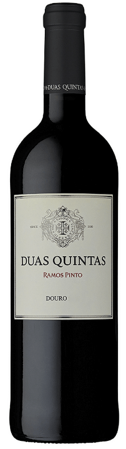 Vinho Duas Quintas Tinto Jose Maria Vieira, garrafa de vinho tinto com rótulo elegante, visão frontal da embalagem.