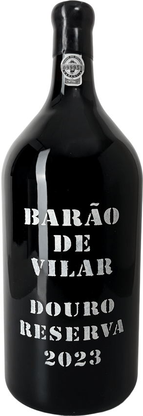 Garrafa de vinho tinto Barão de Vilar Reserva em grande formato de 3 litros, da marca Van Zeller.