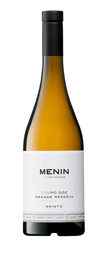 Vinho branco Menin Grande Reserva Branco 2022, garrafa elegante com rótulo, vinho de qualidade da marca Menin.