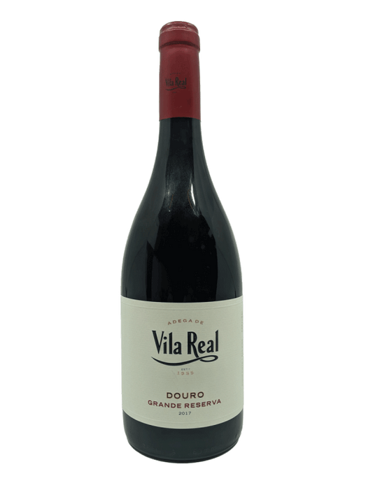 Vinho tinto Vila Real Grande Reserva 2020 da Adega Cooperativa de Vila Real, garrafa com rótulo elegante e selo de qualidade.