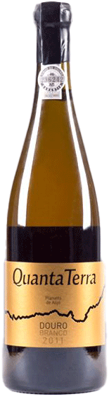 Vinho branco Quanta Terra Gold Edition 2017, garrafa elegante com rótulo dourado, destaque para a embalagem do vinho branco.