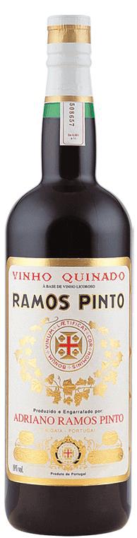 Vinho da Madeira Ramos Pinto Quinado em garrafa, com rótulo tradicional e embalagem elegante.