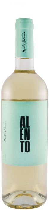 Taça de vinho branco Alento da Adega do Monte Branco, copo com vinho branco translúcido e elegante.