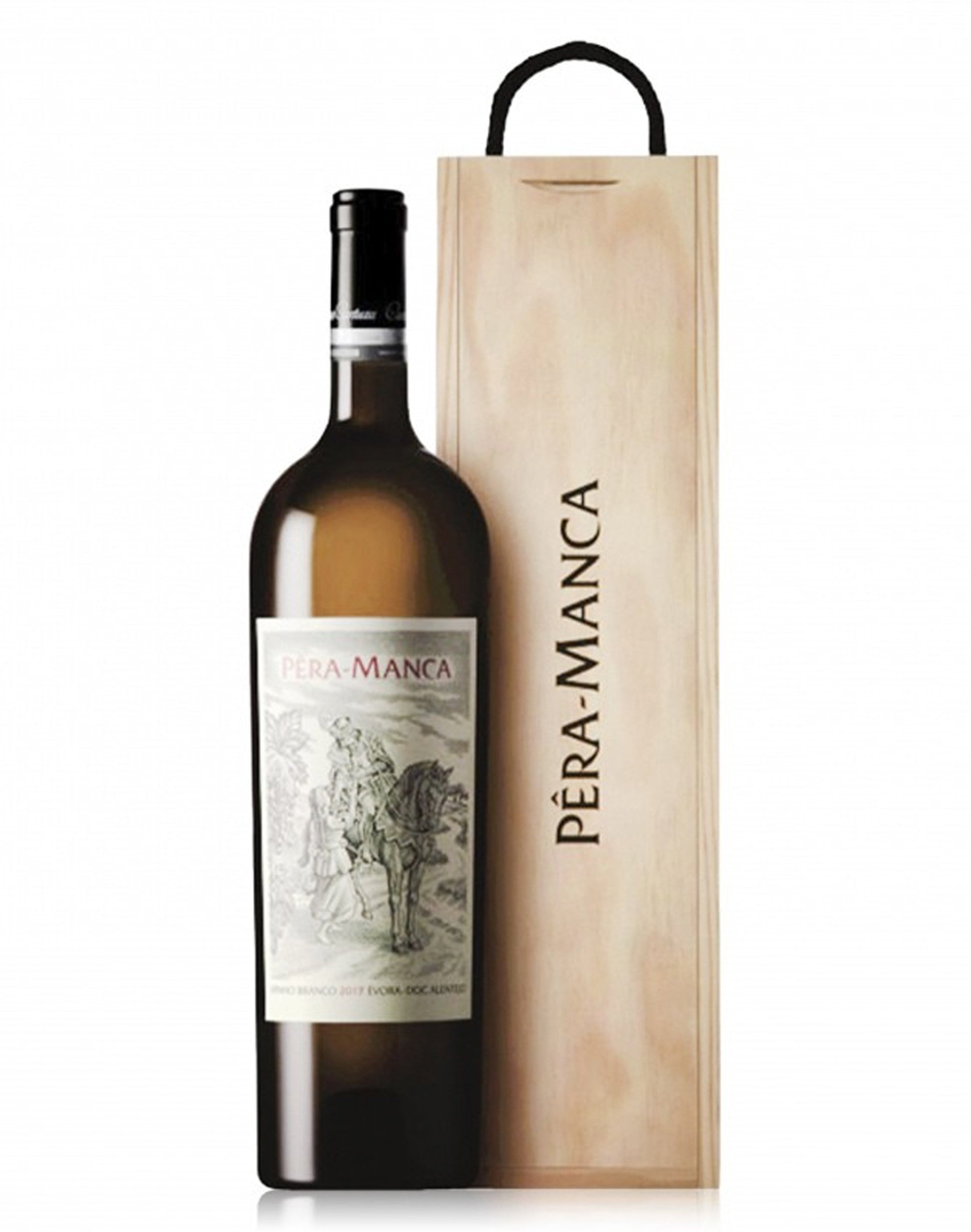 Vinho Pera Manca Branco Magnum da marca Cartuxa, garrafa de 750ml com rótulo elegante e detalhes do vinho branco.