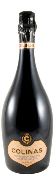 Espumante Quinta Colinas Rosé de Pinots Cuvée Reserva Bruto, garrafa com rótulo elegante e detalhes dourados.
