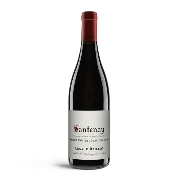 Vinho tinto Arnaud B. Santenay 1ºCru, garrafa de vinho do mundo, destaque para rótulo e detalhes da embalagem.