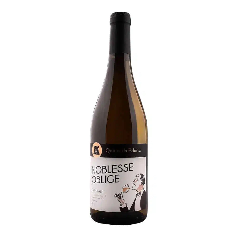 Vinho branco Quinta Falorca Anoblesse Encruzado 2015, garrafa com rótulo elegante, destaque na imagem.