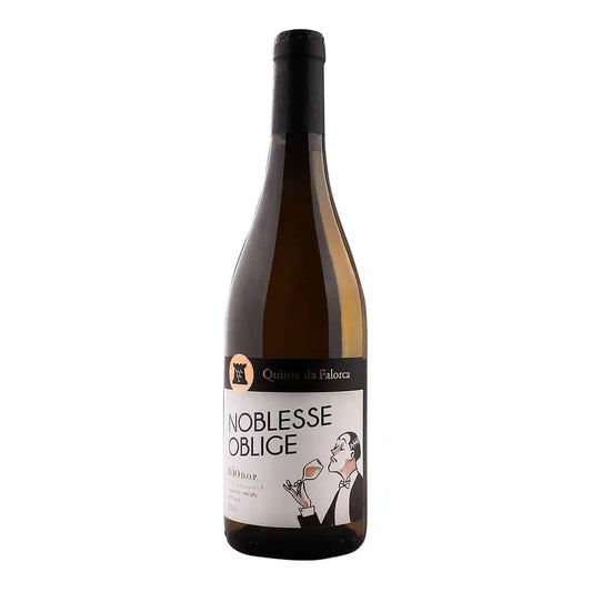 Vinho branco Quinta Falorca Anoblesse Encruzado 2015, garrafa com rótulo elegante, destaque na imagem.
