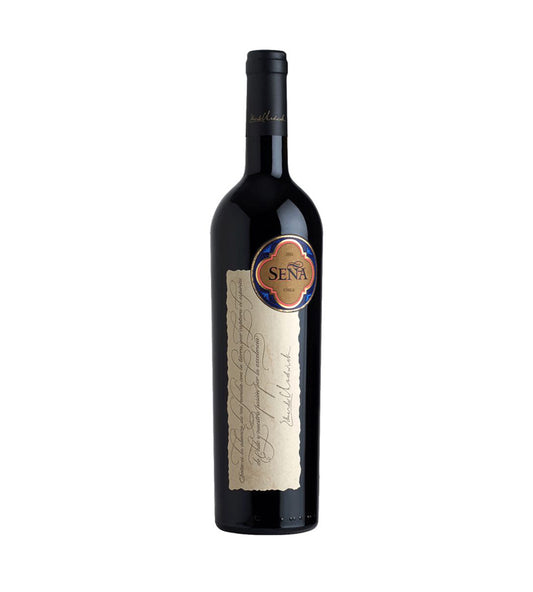 Vinho Sena 2018, vinho chileno do mundo, garrafa elegante com rótulo detalhado, ideal para apreciadores de vinhos internacionais