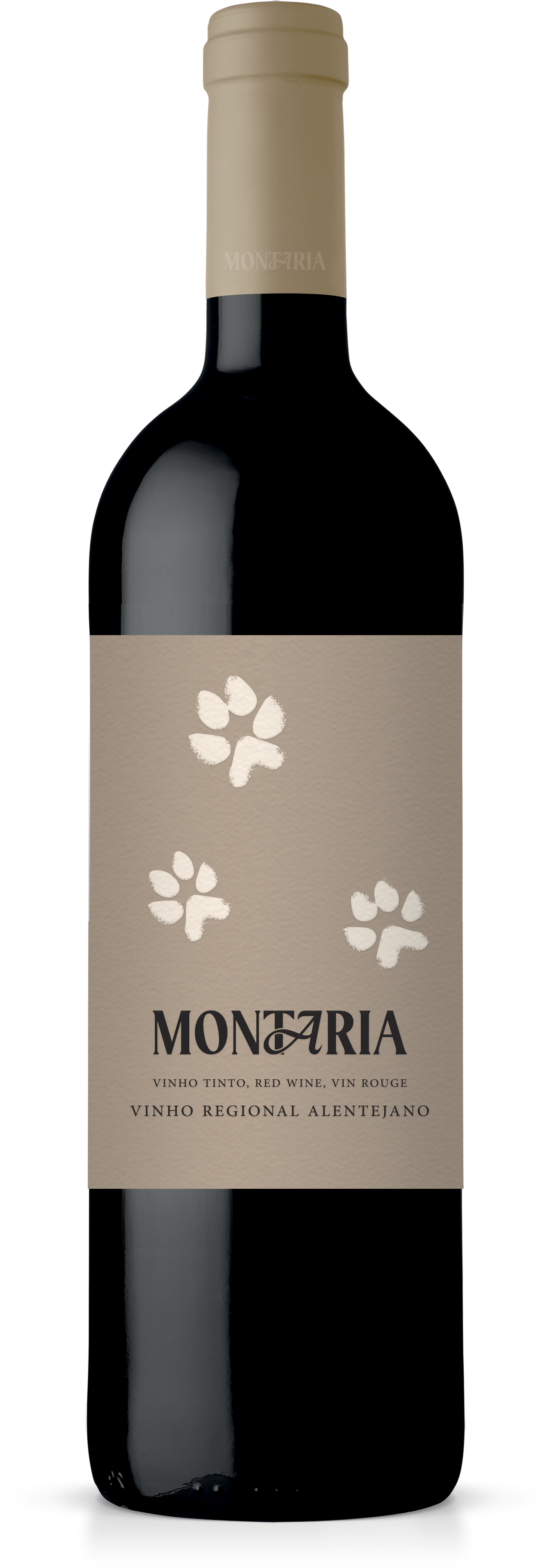 Garrafa de vinho tinto Montaria Tinto do Grupo Parras Wines, embalagem de 750ml, destaque na imagem.