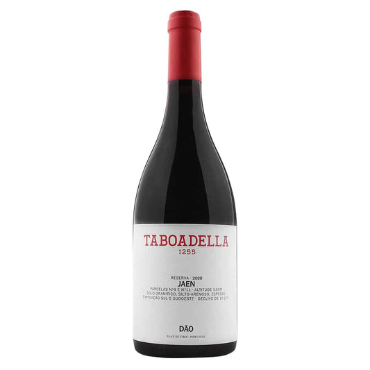 Vinho Taboadella Jaen 2020, garrafa de vinho tinto da marca Taboadella, com rótulo elegante e vinho de tonalidade rubi.