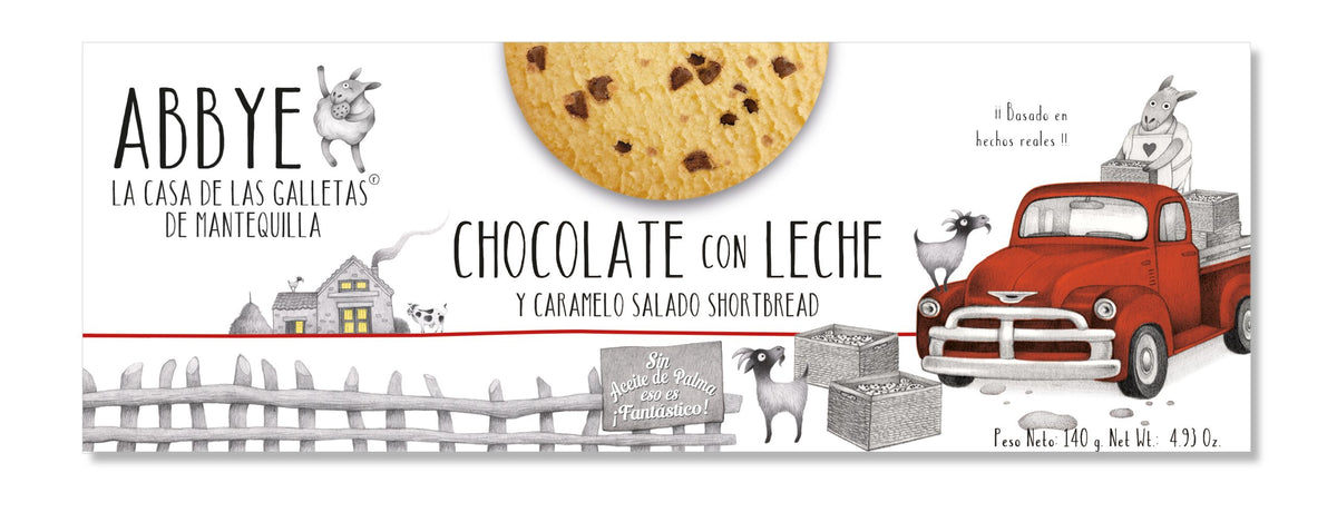 Bolachas de Manteiga com Chocolate de Leite e Caramelo Salgado Abbye 140 g
