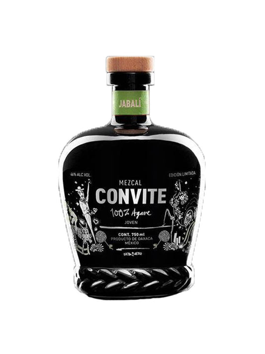 Convite Mezcal Jabali, destilado artesanal em garrafa elegante, destacando o rótulo e a embalagem do produto.