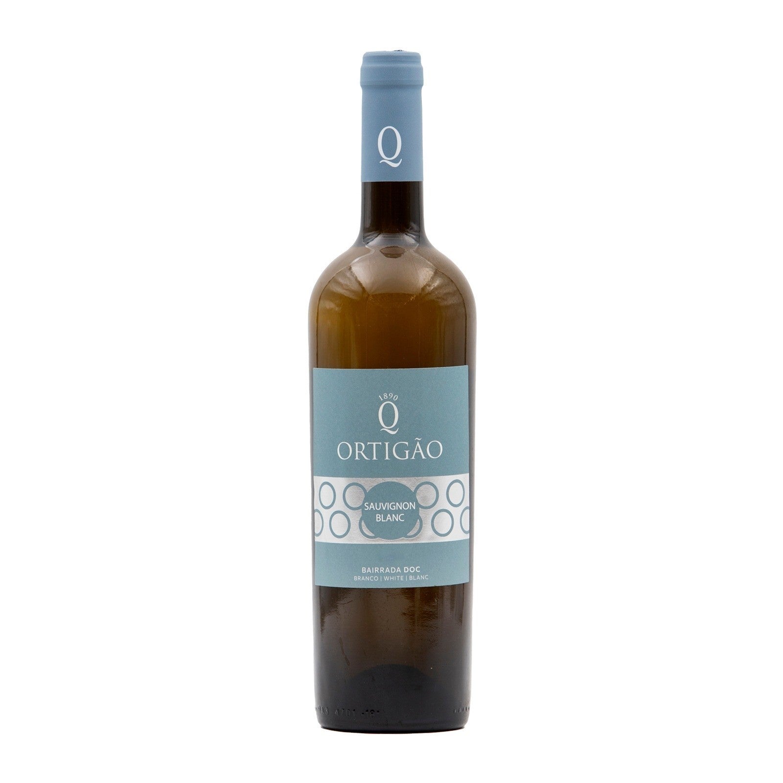 Vinho branco Ortigão Sauvignon Blanc 2022 em garrafa, destaque na imagem com rótulo detalhado e cor clara.