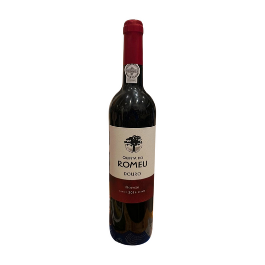 Vinho Quinta do Romeu Sousão, garrafa de vinho tinto com rótulo detalhado, destaque para marca e tipo de vinho.