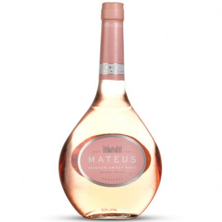 Vinho Rosé Mateus Emotion da Casa Ferreirinha, garrafa de vinho rosé médio e doce com rótulo colorido e elegante.