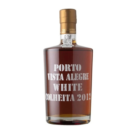 Vinho do Porto Vista Alegre Branco 2012 da marca Vallegre, garrafa com rótulo elegante e colheita de 2012.